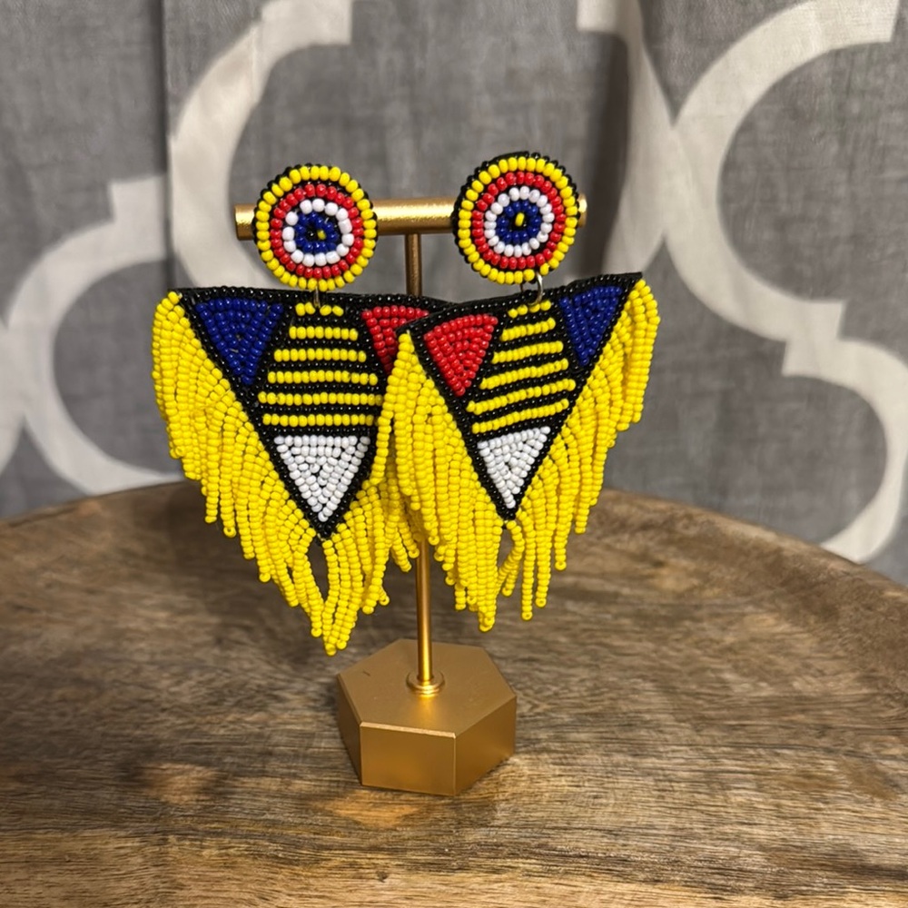 Colorful Beaded Fringe Earrings